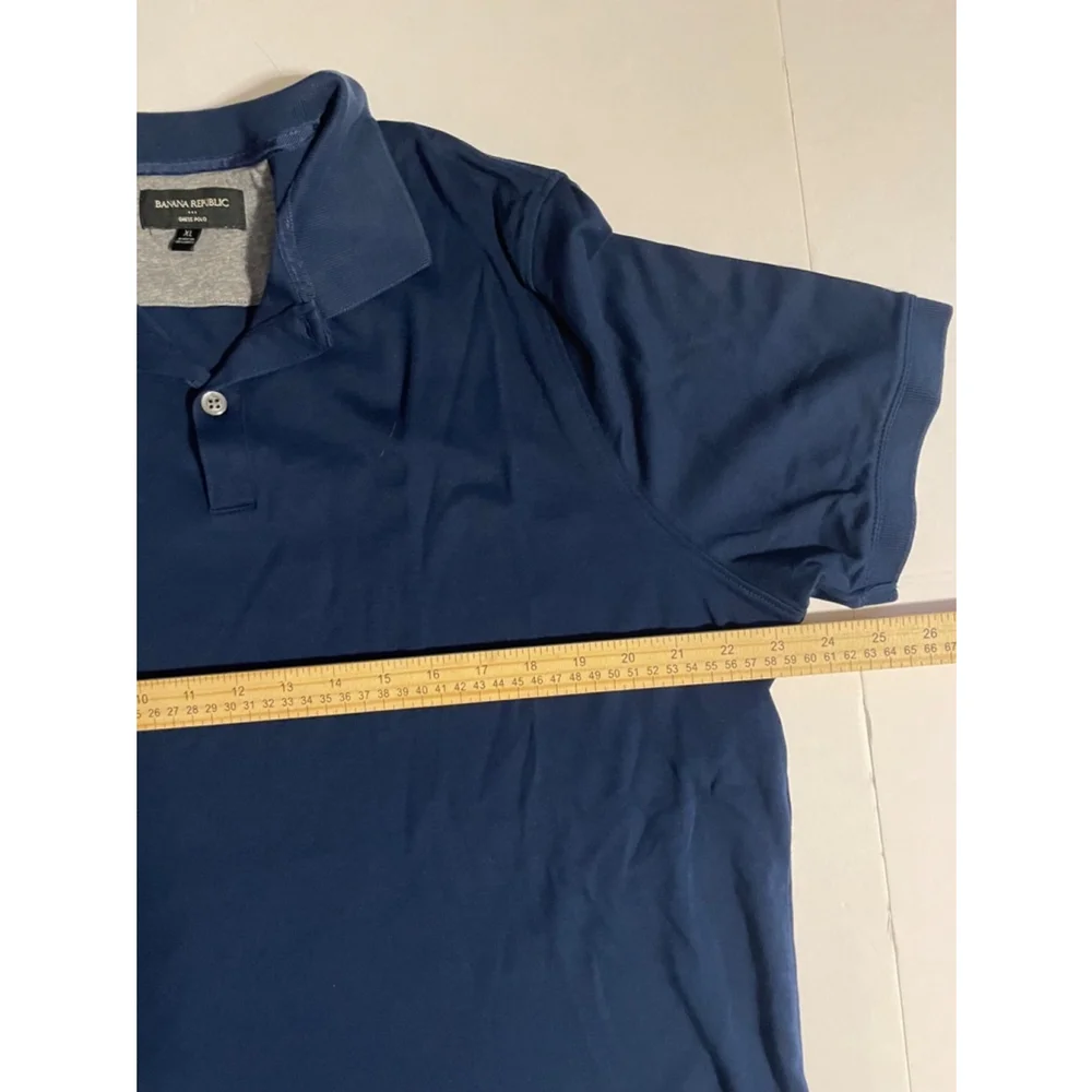 Men's Banana Republic Dress Polo Short Sleeve Shirt XL Navy Blue